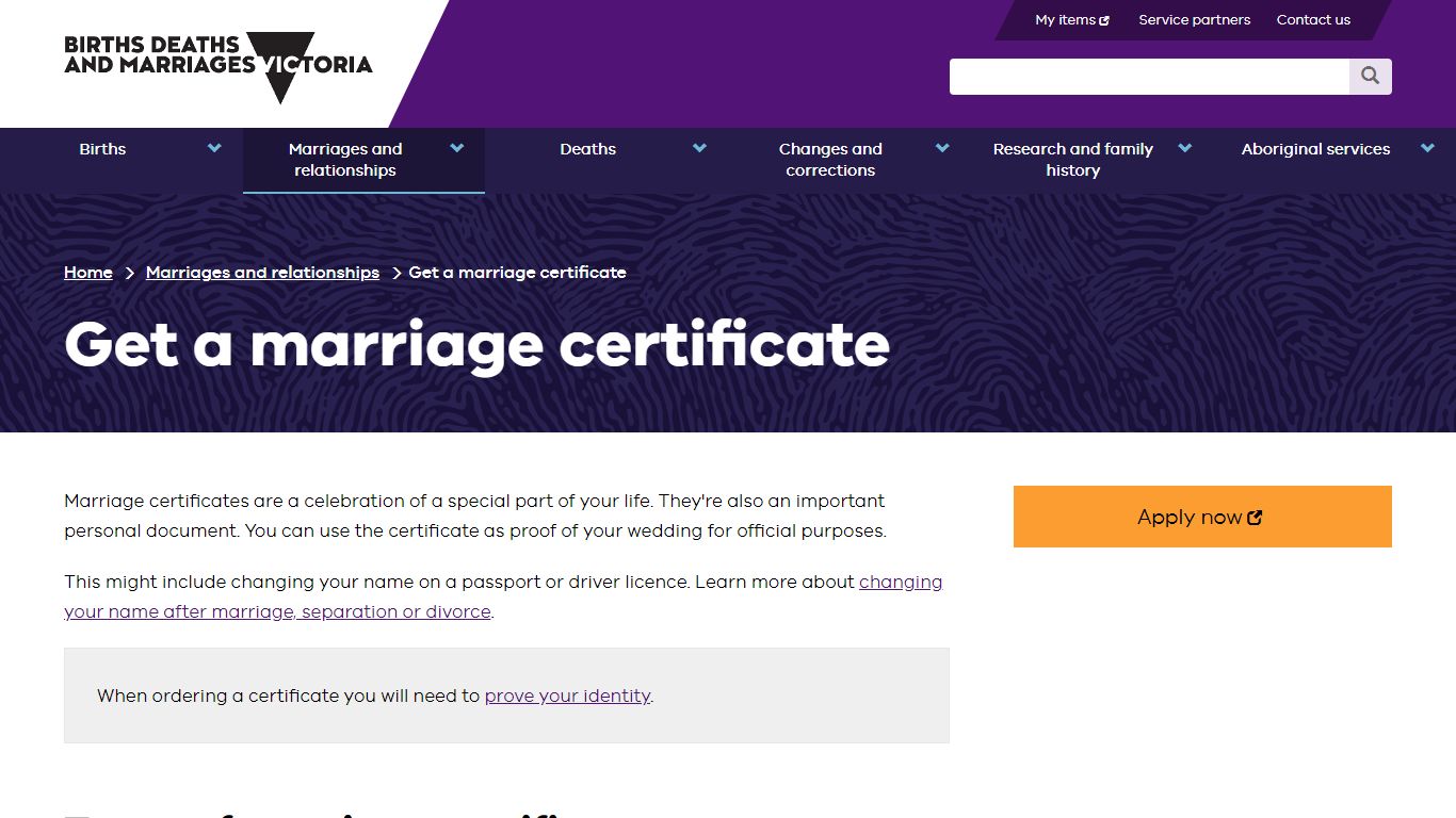 Get a marriage certificate | Births Deaths and Marriages Victoria